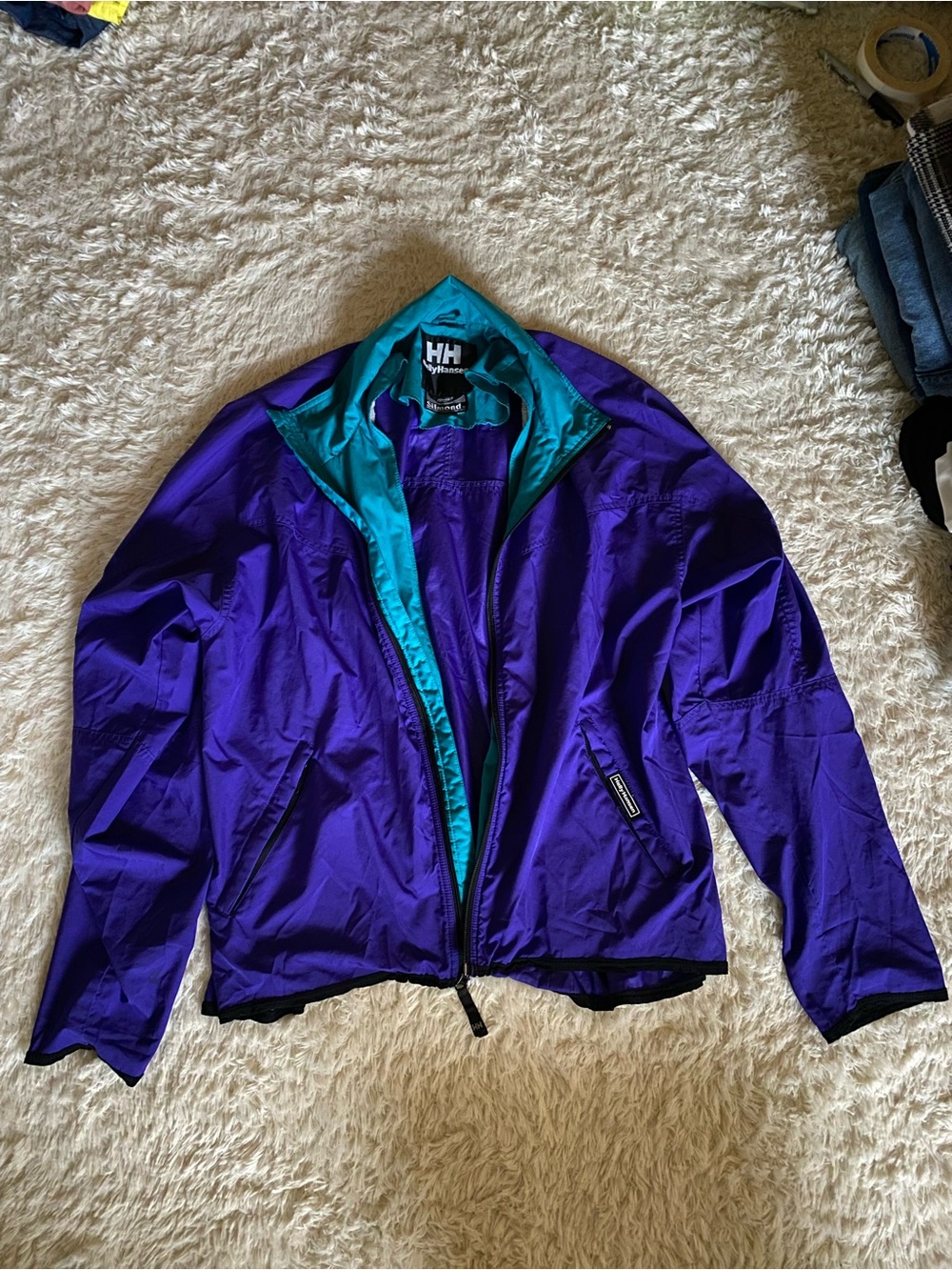 Helly Hansen Unisex Purple Windbreaker Jacket with Teal Lining